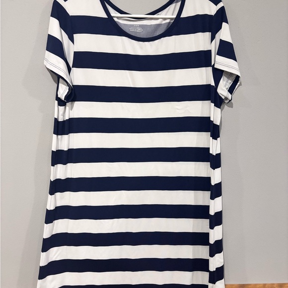 Nautica Blue and White Striped Tshirt Dress - Picture 2 of 5